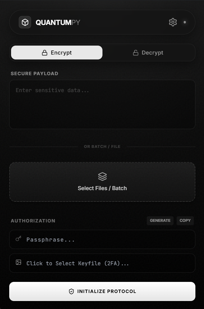 QuantumPy Dashboard Interface